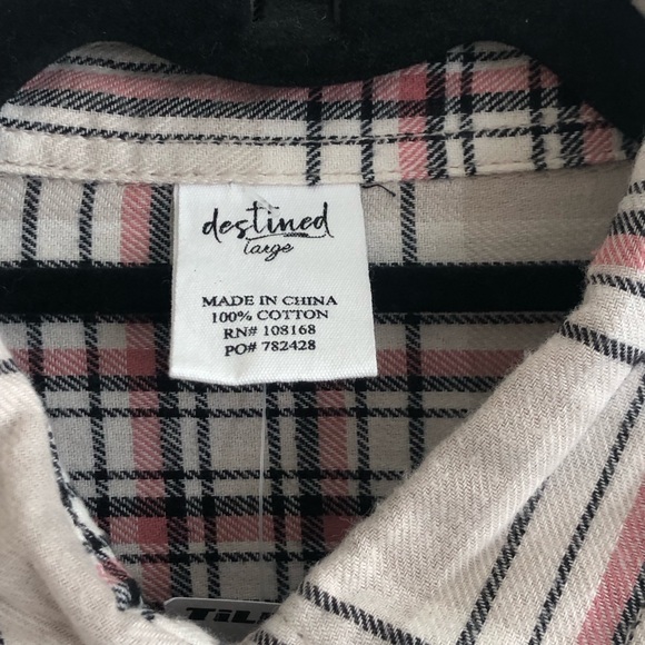 Destined Tilly’s Plaid Boyfriend Button Up Shirt Large - Picture 6 of 6